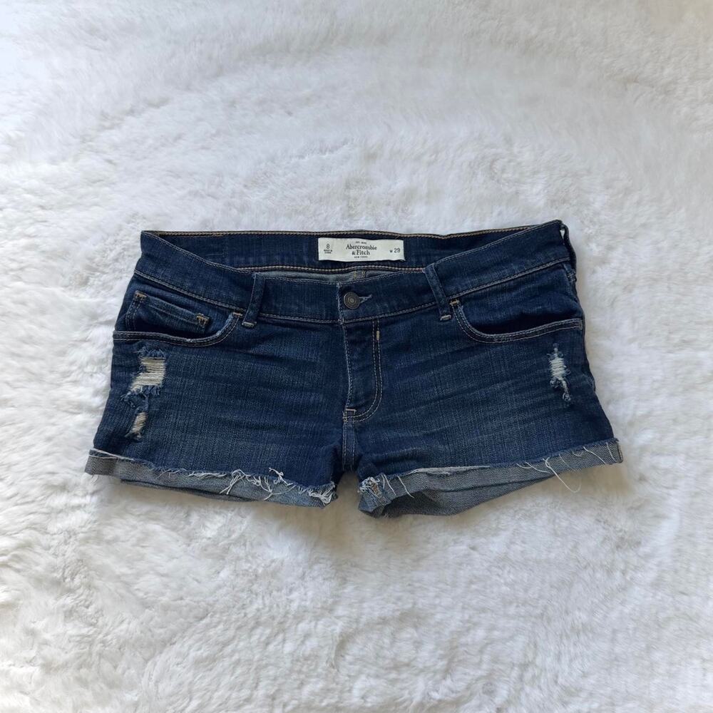 Y2K 2000s Abercrombie Low Rise Shorts Dark Wash Preppy Low Rise Denim - Size 8